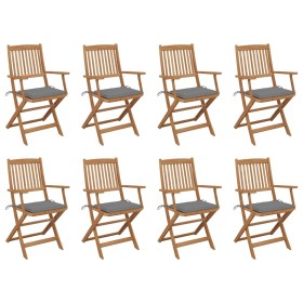 Sillas de jardín plegables 8 uds y cojines madera maciza acacia de vidaXL, Sillas de jardín - Ref: Foro24-3075086, Precio: 46...