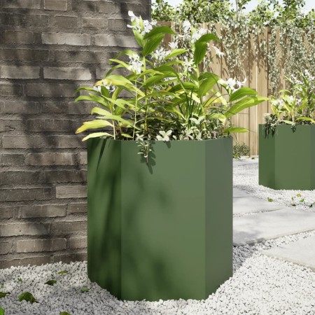 Jardinera hexagonal de acero verde 46x40x45 cm en Macetas y jardineras | Comprar online en Foru.es