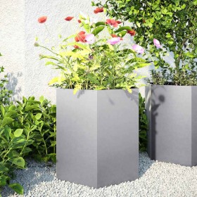 Jardineras hexagonales 2 uds acero inoxidable 46x40x45 cm en Macetas y jardineras | Comprar online en Foru.es