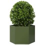 Jardinera hexagonal de acero verde oliva 69x60x45 cm en Macetas y jardineras | Comprar online en Foru.es