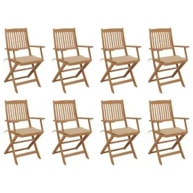 Sillas de jardín plegables 8 uds y cojines madera maciza acacia de vidaXL, Sillas de jardín - Ref: Foro24-3075088, Precio: 39...