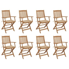 Sillas de jardín plegables 8 uds y cojines madera maciza acacia de vidaXL, Sillas de jardín - Ref: Foro24-3075088, Precio: 46...