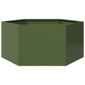 Jardinera hexagonal de acero verde oliva 104x90x45 cm en Macetas y jardineras | Comprar online en Foru.es