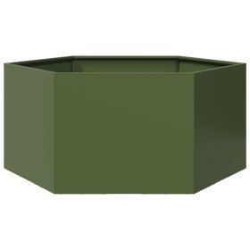 Jardinera hexagonal de acero verde oliva 104x90x45 cm en Macetas y jardineras | Comprar online en Foru.es