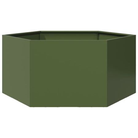 Jardinera hexagonal de acero verde oliva 104x90x45 cm en Macetas y jardineras | Comprar online en Foru.es