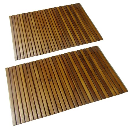 Set 2 alfombras de acacia para el baño, 80 x 50 cm de vidaXL, Alfombras y esterillas de baño - Ref: Foro24-271768, Precio: 48...