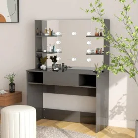 Schminktisch mit LED-Lichtern, glänzendes graues MDF, 100x40x135 cm. von vidaXL, Schlafzimmerkommoden - Ref: Foro24-331543, P...