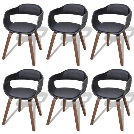 Sillas de comedor 6 uds madera curvada cuero sintético negro de vidaXL, Sillas de comedor - Ref: Foro24-271950, Precio: 870,6...