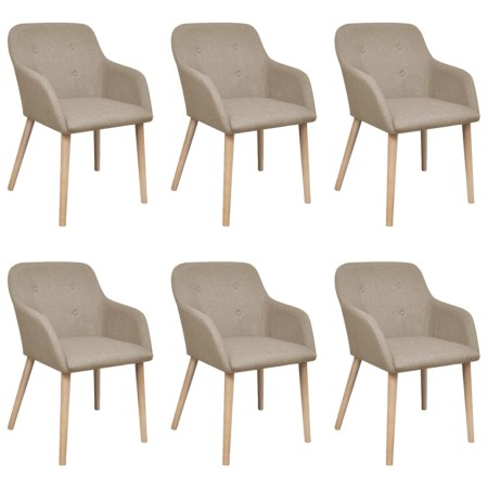 Sillas de comedor 6 uds tela beige y madera maciza de roble de vidaXL, Sillas de comedor - Ref: Foro24-270571, Precio: 701,17...