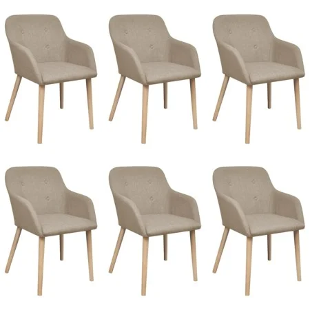 Sillas de comedor 6 uds tela beige y madera maciza de roble de vidaXL, Sillas de comedor - Ref: Foro24-270571, Precio: 641,78...