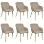 Sillas de comedor 6 uds tela beige y madera maciza de roble de vidaXL, Sillas de comedor - Ref: Foro24-270571, Precio: 641,78...