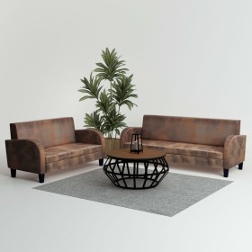Conjunto de sofás 2 piezas ante artificial marrón de vidaXL, Sofás - Ref: Foro24-275226, Precio: 836,44 €, Descuento: %