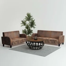 Zweiteilige Sofagarnitur aus braunem Kunstleder von vidaXL, Sofas - Ref: Foro24-275226, Preis: 839,43 €, Rabatt: %