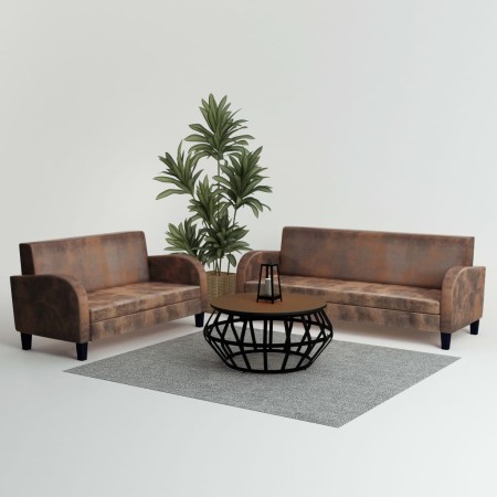 Conjunto de sofás 2 piezas ante artificial marrón de vidaXL, Sofás - Ref: Foro24-275226, Precio: 836,44 €, Descuento: %