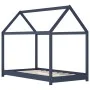 Estructura de cama infantil madera maciza pino gris 70x140 cm de vidaXL, Cunas y camas para niños - Ref: Foro24-283352, Preci...