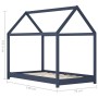 Estructura de cama infantil madera maciza pino gris 70x140 cm de vidaXL, Cunas y camas para niños - Ref: Foro24-283352, Preci...