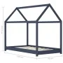 Estructura de cama infantil madera maciza pino gris 70x140 cm de vidaXL, Cunas y camas para niños - Ref: Foro24-283352, Preci...