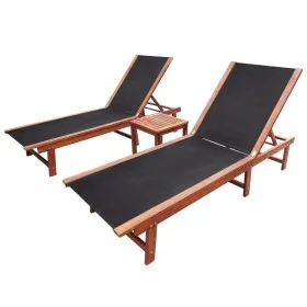 Liege mit Tisch 2 Einheiten aus massivem Akazienholz und Textilene von vidaXL, Liegen - Ref: Foro24-273752, Preis: 316,14 €, ...