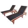 Tumbona con mesita 2 unidades madera maciza acacia y textilene de vidaXL, Tumbonas - Ref: Foro24-273752, Precio: 310,00 €, De...