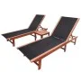 Tumbona con mesita 2 unidades madera maciza acacia y textilene de vidaXL, Tumbonas - Ref: Foro24-273752, Precio: 316,14 €, De...