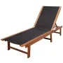 Tumbona con mesita 2 unidades madera maciza acacia y textilene de vidaXL, Tumbonas - Ref: Foro24-273752, Precio: 316,14 €, De...
