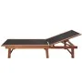 Tumbona con mesita 2 unidades madera maciza acacia y textilene de vidaXL, Tumbonas - Ref: Foro24-273752, Precio: 316,14 €, De...