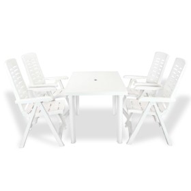 Juego de comedor de jardín 5 piezas plástico blanco de vidaXL, Conjuntos de jardín - Ref: Foro24-275074, Precio: 473,58 €, De...