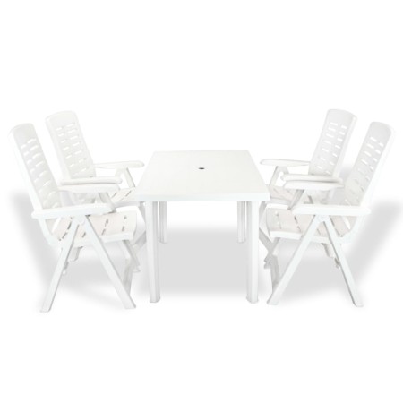 Juego de comedor de jardín 5 piezas plástico blanco de vidaXL, Conjuntos de jardín - Ref: Foro24-275074, Precio: 473,58 €, De...