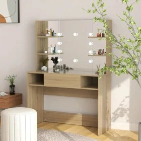 Make-up-Waschtisch mit LED-Leuchten MDF Eiche 100x40x135 cm von vidaXL, Schlafzimmerkommoden - Ref: Foro24-331545, Preis: 201...