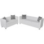 Conjunto de sofás de 2 y 3 plazas y sillón de cuero artificial blanco de vidaXL, Sofás - Ref: Foro24-272180, Precio: 503,47 €...
