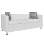 Conjunto de sofás de 2 y 3 plazas y sillón de cuero artificial blanco de vidaXL, Sofás - Ref: Foro24-272180, Precio: 503,47 €...
