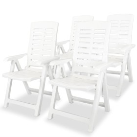 Sillas de jardín reclinables 4 unidades plástico blanco de vidaXL, Sillas de jardín - Ref: Foro24-275067, Precio: 317,77 €, D...