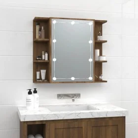 Mueble con espejo y luces LED roble marrón 70x16,5x60 cm de vidaXL, Tocadores de baño - Ref: Foro24-820453, Precio: 69,87 €, ...