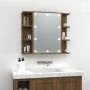 Mueble con espejo y luces LED roble marrón 70x16,5x60 cm de vidaXL, Tocadores de baño - Ref: Foro24-820453, Precio: 69,87 €, ...