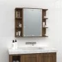 Mueble con espejo y luces LED roble marrón 70x16,5x60 cm de vidaXL, Tocadores de baño - Ref: Foro24-820453, Precio: 69,87 €, ...