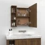 Mueble con espejo y luces LED roble marrón 70x16,5x60 cm de vidaXL, Tocadores de baño - Ref: Foro24-820453, Precio: 69,87 €, ...