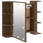 Mueble con espejo y luces LED roble marrón 70x16,5x60 cm de vidaXL, Tocadores de baño - Ref: Foro24-820453, Precio: 70,59 €, ...