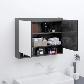 Armario de baño con espejo MDF gris brillante 80x15x60 cm de vidaXL, Tocadores de baño - Ref: Foro24-331533, Precio: 118,66 €...