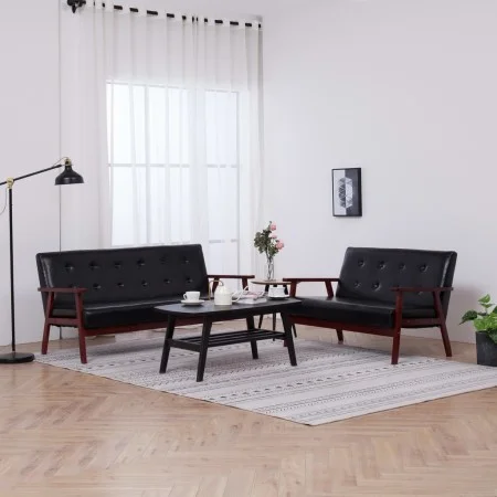 Black Faux Leather 2-Piece Sofa Set by vidaXL, Sofas - Ref: Foro24-278396, Price: 398,09 €, Discount: %