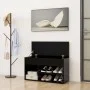 Banco zapatero madera de ingeniería negro 80x30x45 cm de vidaXL, Zapateros y organizadores de calzado - Ref: Foro24-808748, P...