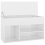 Banco zapatero madera contrachapada blanco brillante 80x30x45cm de vidaXL, Zapateros y organizadores de calzado - Ref: Foro24...