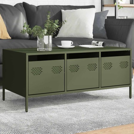 Mesa de centro acero laminado frío verde oliva 101,5x50x43,5 cm en Mesas de centro | Comprar online en Foru.es