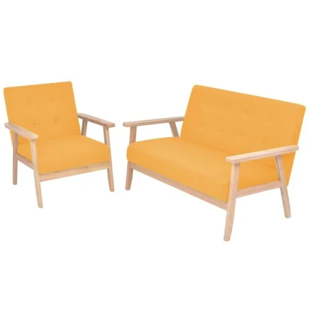 Juego de sofás de tela de 2 piezas color amarillo de vidaXL, Sofás - Ref: Foro24-274916, Precio: 309,20 €, Descuento: %