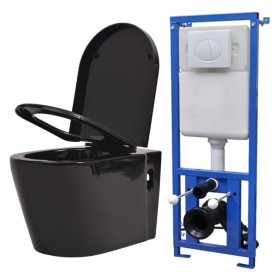 Inodoro de pared con cisterna oculta cerámica negro de vidaXL, Baños - Ref: Foro24-274670, Precio: 389,96 €, Descuento: %