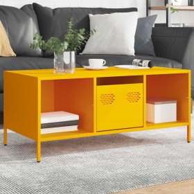 Mesa de centro acero laminado en frío amarillo 101,5x50x43,5 cm en Mesas de centro | Comprar online en Foru.es