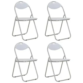 Sillas de comedor plegables 4 unidades cuero sintético blanco de vidaXL, Sillas de comedor - Ref: Foro24-278595, Precio: 130,...