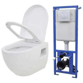 Wall-hung toilet with hidden white ceramic cistern by vidaXL, Bathrooms - Ref: Foro24-275791, Price: 316,34 €, Discount: %