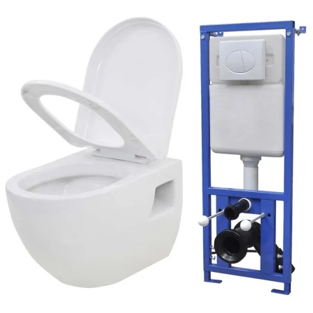 Inodoro suspendido de pared con cisterna oculta cerámica blanco de vidaXL, Baños - Ref: Foro24-275791, Precio: 316,34 €, Desc...