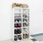 Muebles zapateros 2 uds contrachapada blanco 27,5x27x102 cm de vidaXL, Zapateros y organizadores de calzado - Ref: Foro24-808...