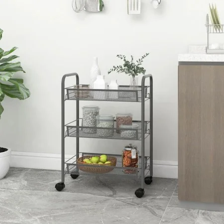 Kitchen cart 3 levels gray iron 46x26x64 cm by vidaXL, Kitchen and dining carts - Ref: Foro24-336324, Price: 39,58 €, Discoun...